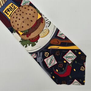 VTG Tabasco Burger and Fries Men's Silk Tie 4x58